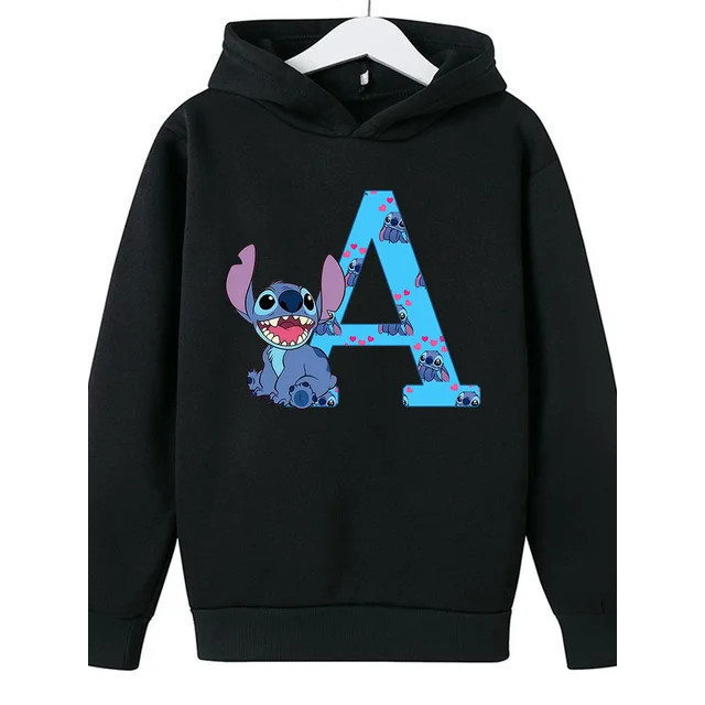 Blusa Moletom Canguru Com Capuz Stitch Letter Letras Do Alfabeto ABCD Casaco Aloha Unissex Casaco Distribuidora