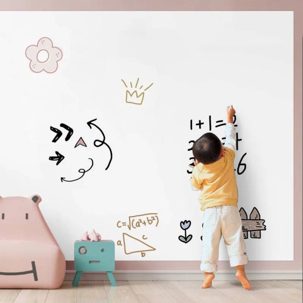 Papel de Parede Adesivo PVC Quadro Branco Lavavel C/ Marcador  - 2 M Anotações Mural Infantil Desenho Planejamento