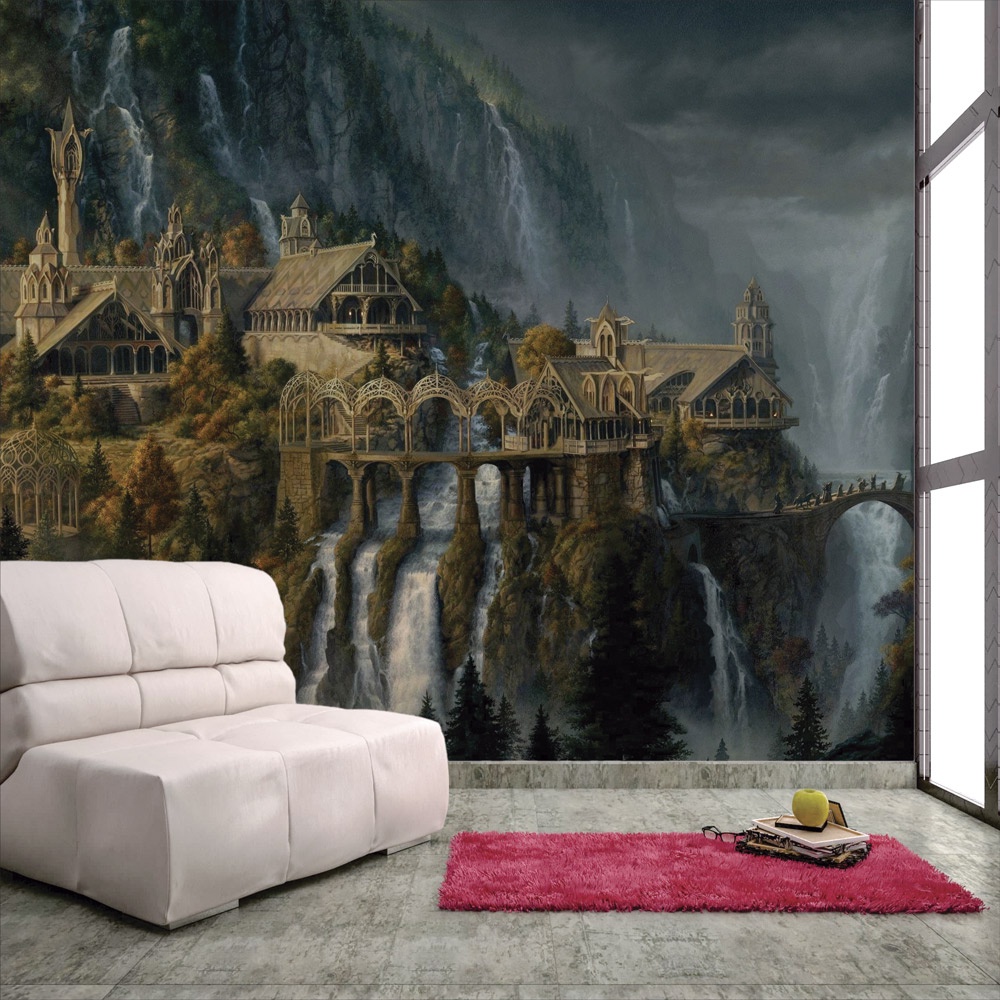 Papel de Parede Personalizado Foto Mural Paisagem Castelo Senhor Dos Anéis M² Imagem Completa
