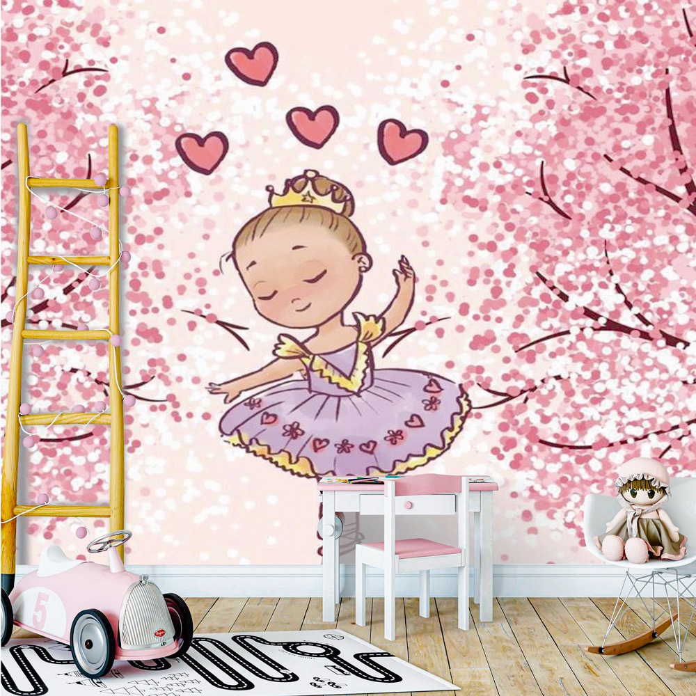 Papel de Parede Personalizado Foto Mural Bailarina No Parque Rosa Florido M² Imagem Completa