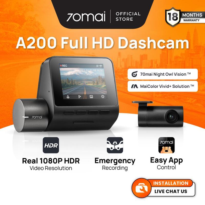 [Dashboard De Valor] 70mai Dashcam A200 Dual Channel 1080P Full HD + HDR| Câmera De Segurança Para Veículos Carr
