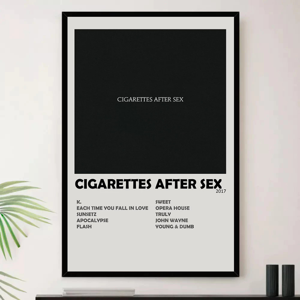 Quadro Placa Decorativa Música Internacional Cigarettes After Sex Indie Pop Dream Pop Álbuns com Moldura