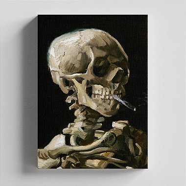 Quadro Canvas Head Of A Skeleton With A Burning Cigarette Borda Infinita 40x60cm