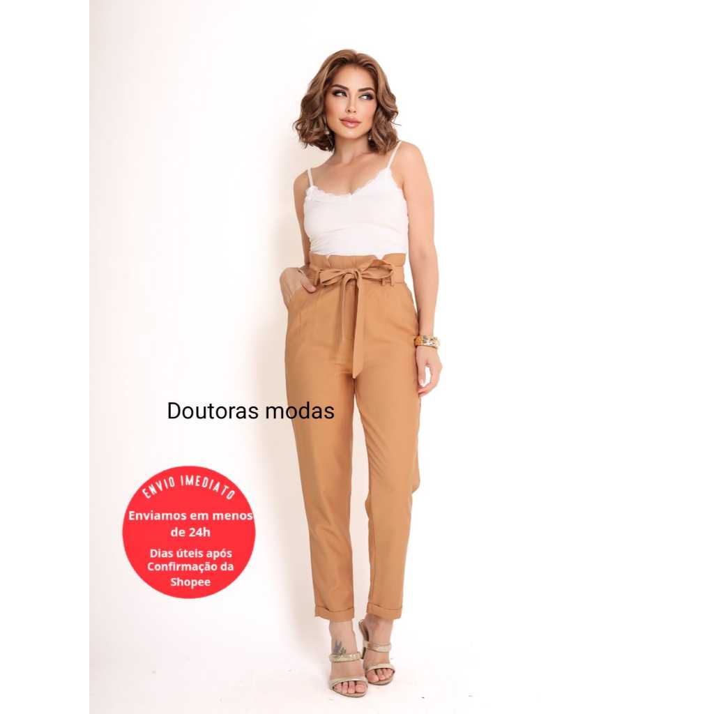 Doutoras Modas Calça Feminina Amarante Estilo Capri Cigarette com Laço 86700
