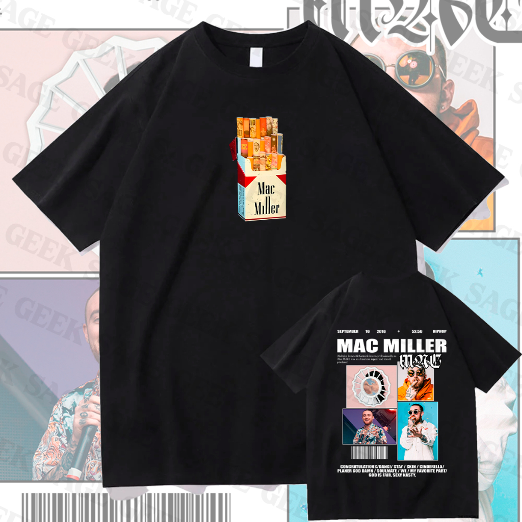 Camiseta Unissex Rapper Mac Miller Album The Best Songs Cigarette Angus Cloud Algodao