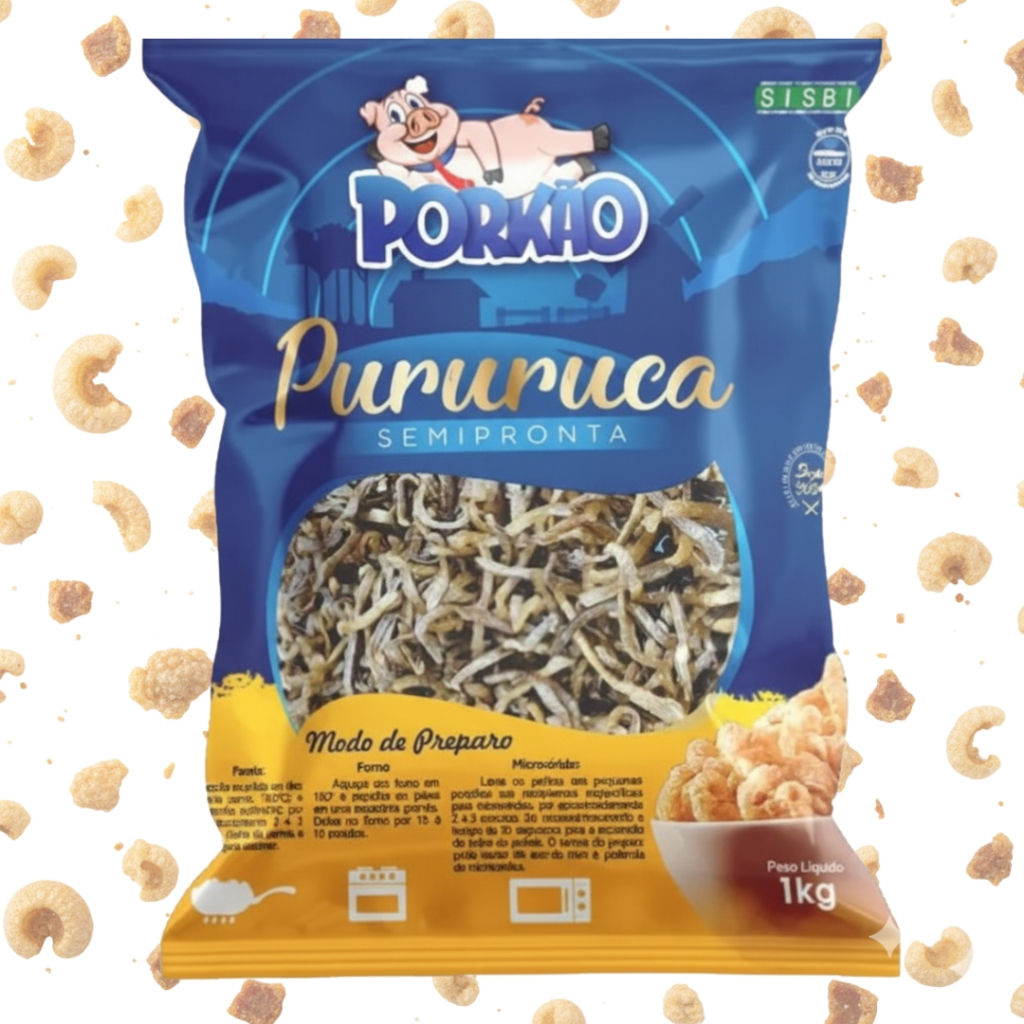 Torresmo Pré-frito 1Kg Pururuca Pele Suína Gourmet Fritar ou Micro-ondas 100% Natural Restaurantes