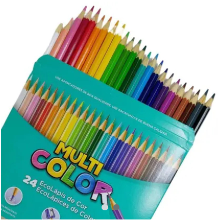 Lápis de Cor 24 Cores Multi Color Faber-Castell Escolar Papelaria Infantil Desenho Arte Criança