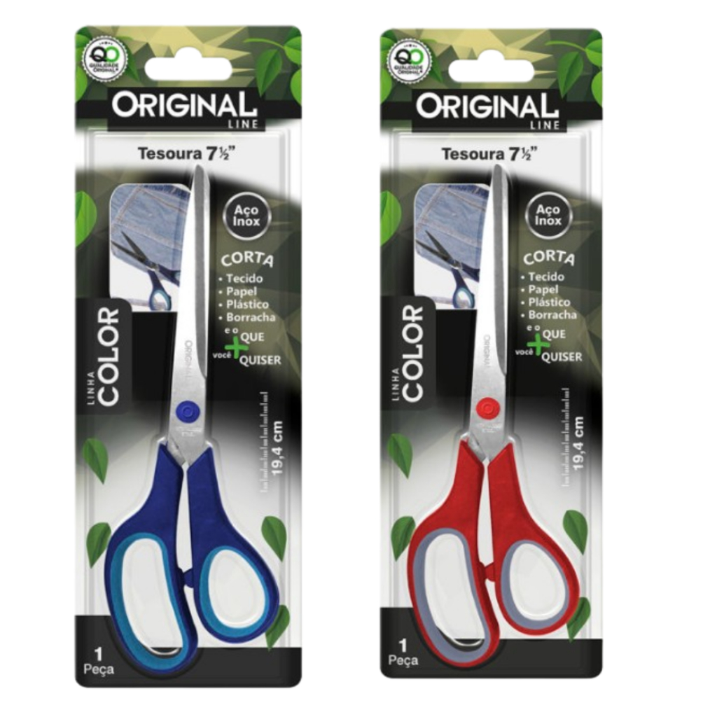Tesoura 19,4 cm 7 1/2 Linha Color Original Line Aço Inox Multiuso