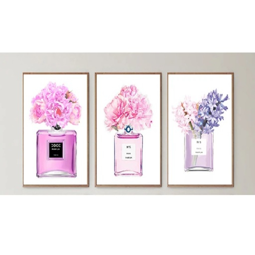 Quadros decorativos Aquarela perfume garrafa cartazes (3 peças)
