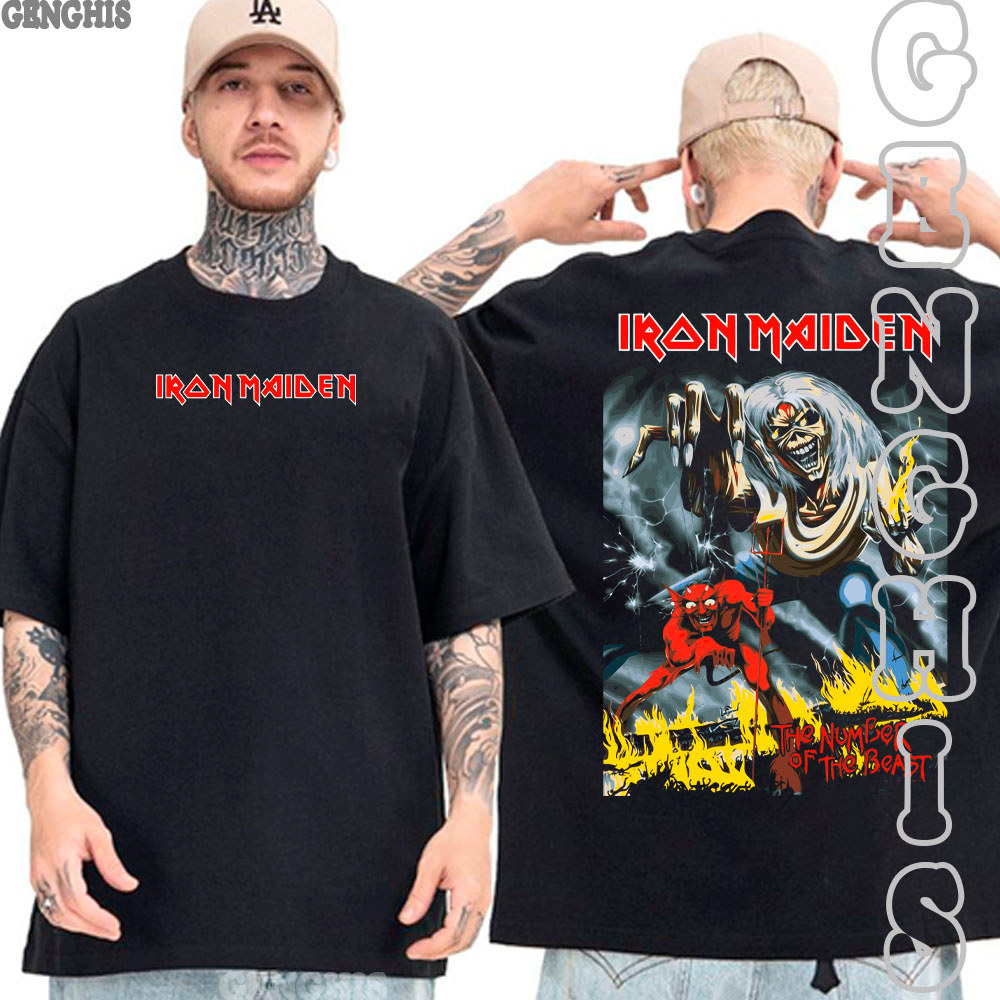 Camisa Iron Maiden Banda De Rock Heavy Metal Album The Number of the Beast Camiseta Unissex Basica e Oversized