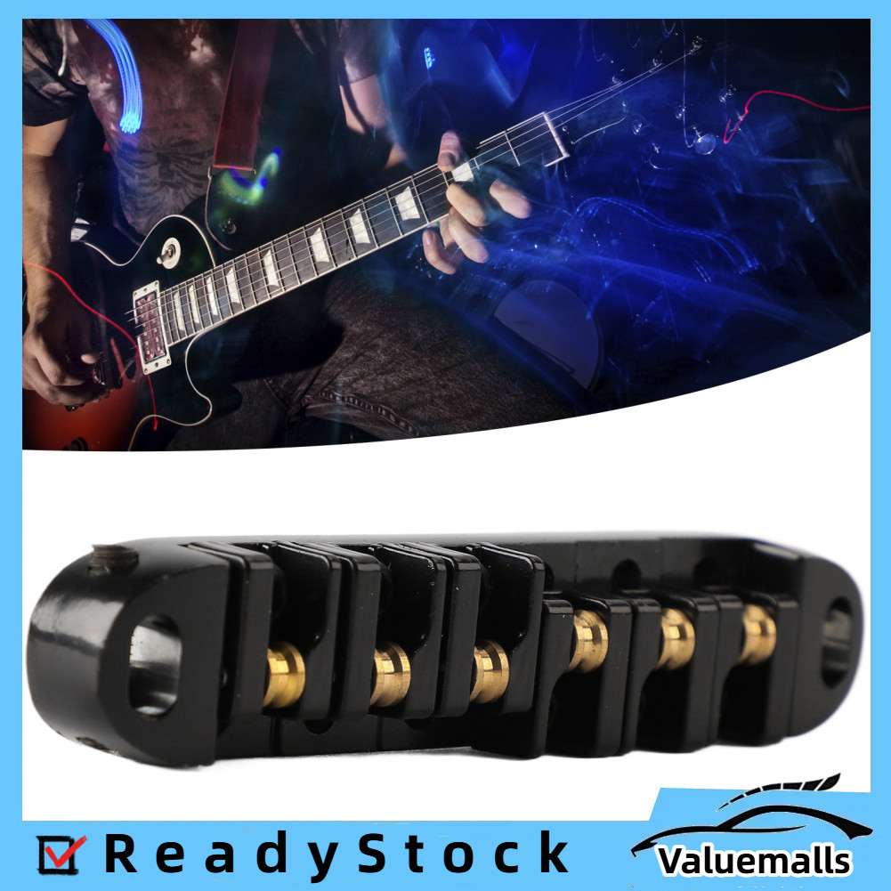 Valuemalls-br Valuemalls-br Guitar Roller Saddle Bridge Liga de alumínio Black Tune Tailpiece Substituição com poste