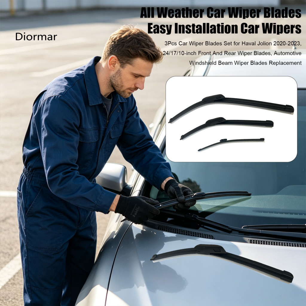 Front Rear Wiper Blades Automotive Windshield Wipers 3pcs Car Set for Haval Jolion 2020-2023 – 24/17/10 Beam for Visio