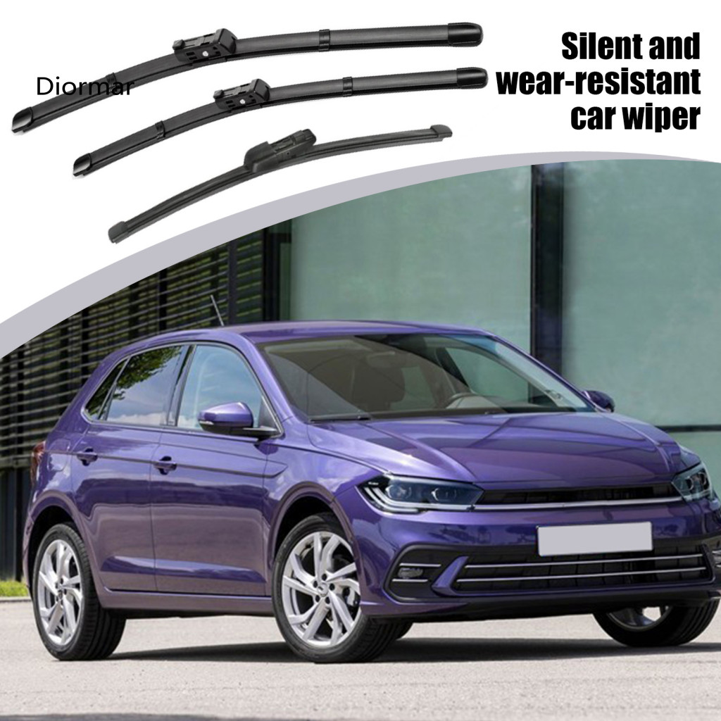 Durable Season Wiper Blades Front and Rear Window 3pcs Windshield for Vw Polo 6r 2009-2017 – 24 16 11 Oem Replacement