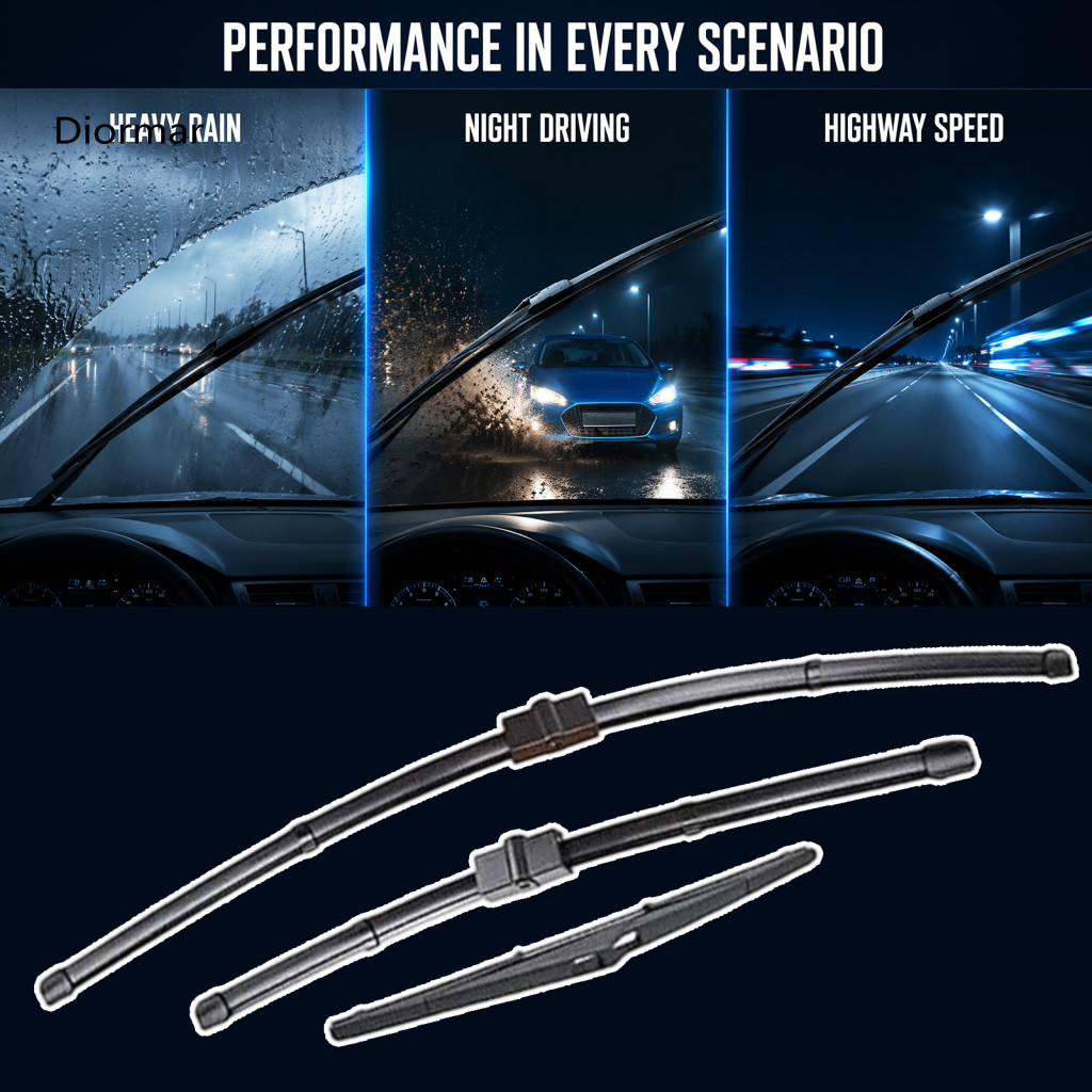 Automotive Wiper Arm Replacement Car Wipers 3pcs Blades Kit for Ford Focus 2005-2011 – 26” Front 17” 14” Rear Wi