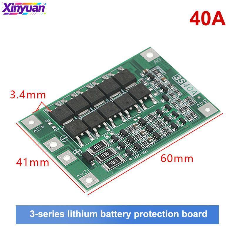 xiny 3S/4S 40A 60A Placa De Proteção Do Carregador De Bateria De Íon-Lítio 18650 BMS Para Motor De Broca 11.1V 12.6V/14.