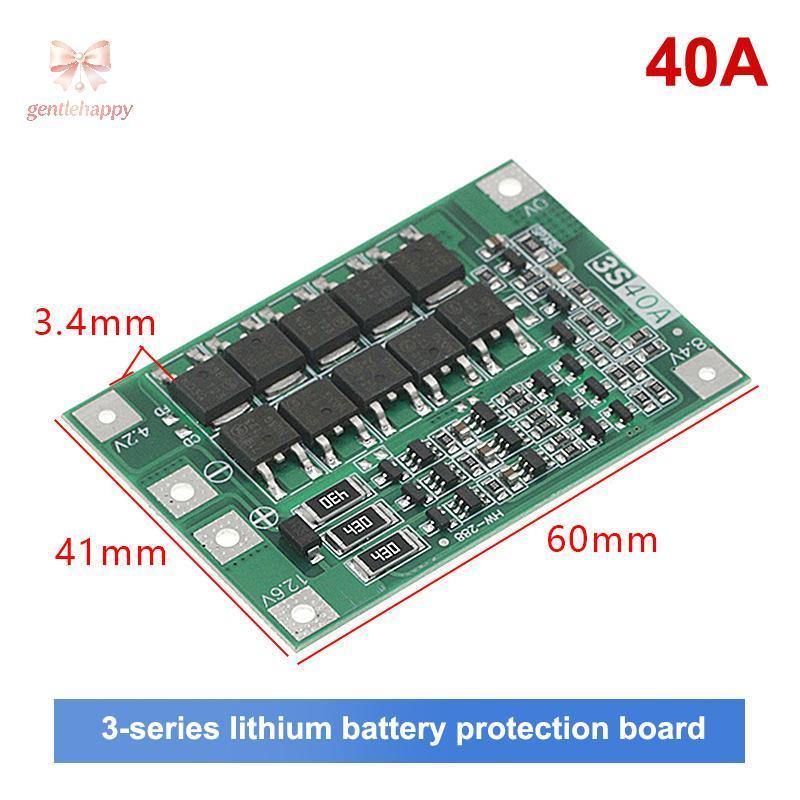 Gentlehappy 3S/4S 40A 60A Placa De Proteção Do Carregador De Bateria De Íon-Lítio 18650 BMS Para Motor De Broca 11.1V 12
