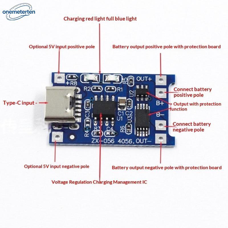 ONEME 2PCS TP4056 3.7V 1A 18650 Módulo Carregador De Íon-Lítio Micro/Tipo C/Mini Com Proteção