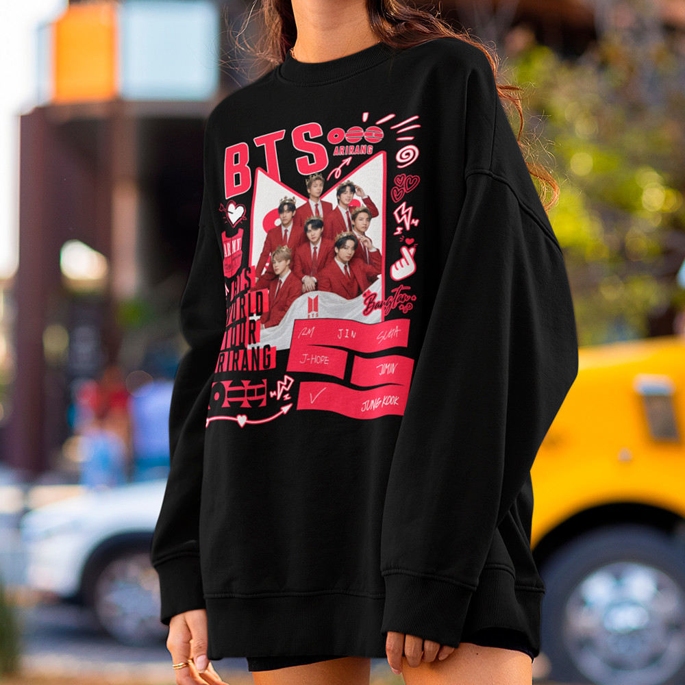 Moletom Bts World Tour Arirang 2026 Casaco Feminino Bangtan Army Blusa De Frio Gola Careca Algodão