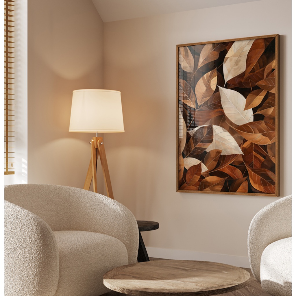 Quadro Folhagem Com Moldura E Vidro Quadro Decorativo Sala Grande Quadro Quarto Folhas Terrosas