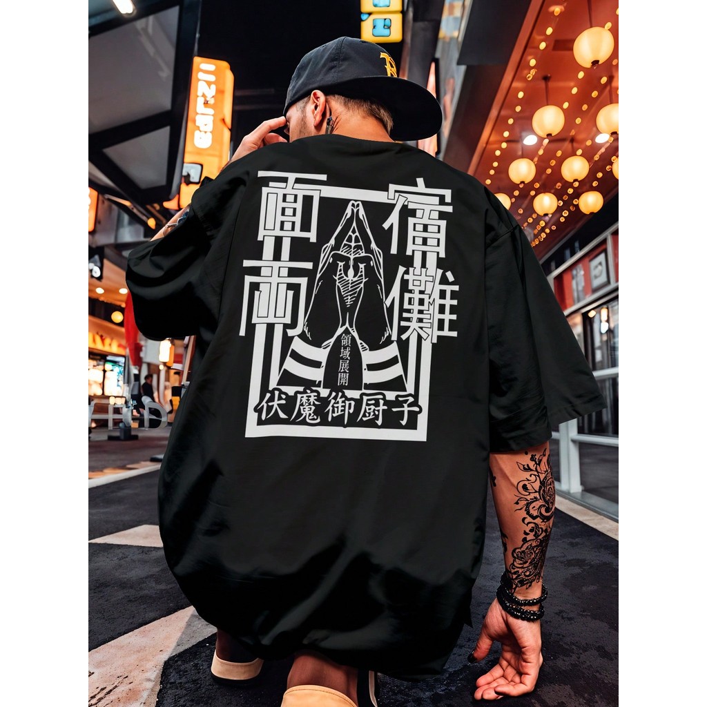 Camisa Camiseta Streetwear Kaise Sukuna Estampa Oriental Vintage Manga Curta