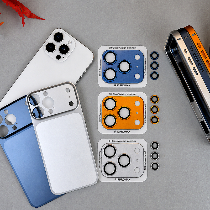 Capa 3 em 1 para iPhone | Suporte Integrado + Película Traseira + Protetor de Câmera | Visual 17 Pro Max