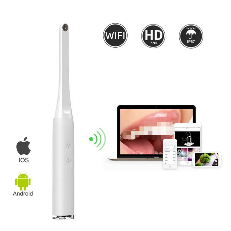 1080P 2MP HD Câmera Visual Sem Fio Espelho Oral Com Suporte Para Inspeção De Dentes Leves Endoscopia WiFi