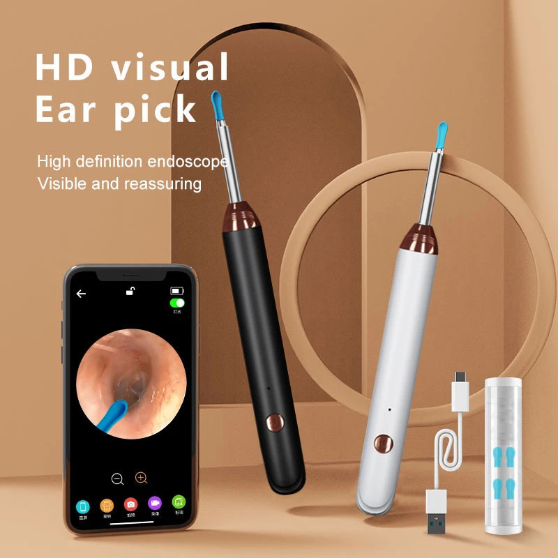 Câmera Visual Portátil Inteligente Para Limpeza De Ouvido , 1296P HD USB-C , Carregamento , Ferramenta De Observação De