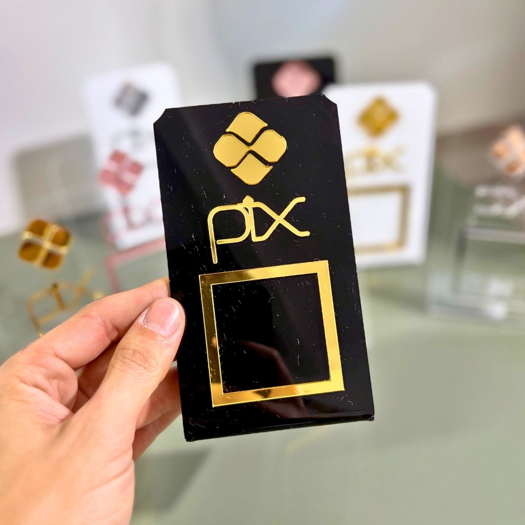 Placa PIX para Pagamento em Acrílico com Detalhe Espelhado – Balcão Caixa