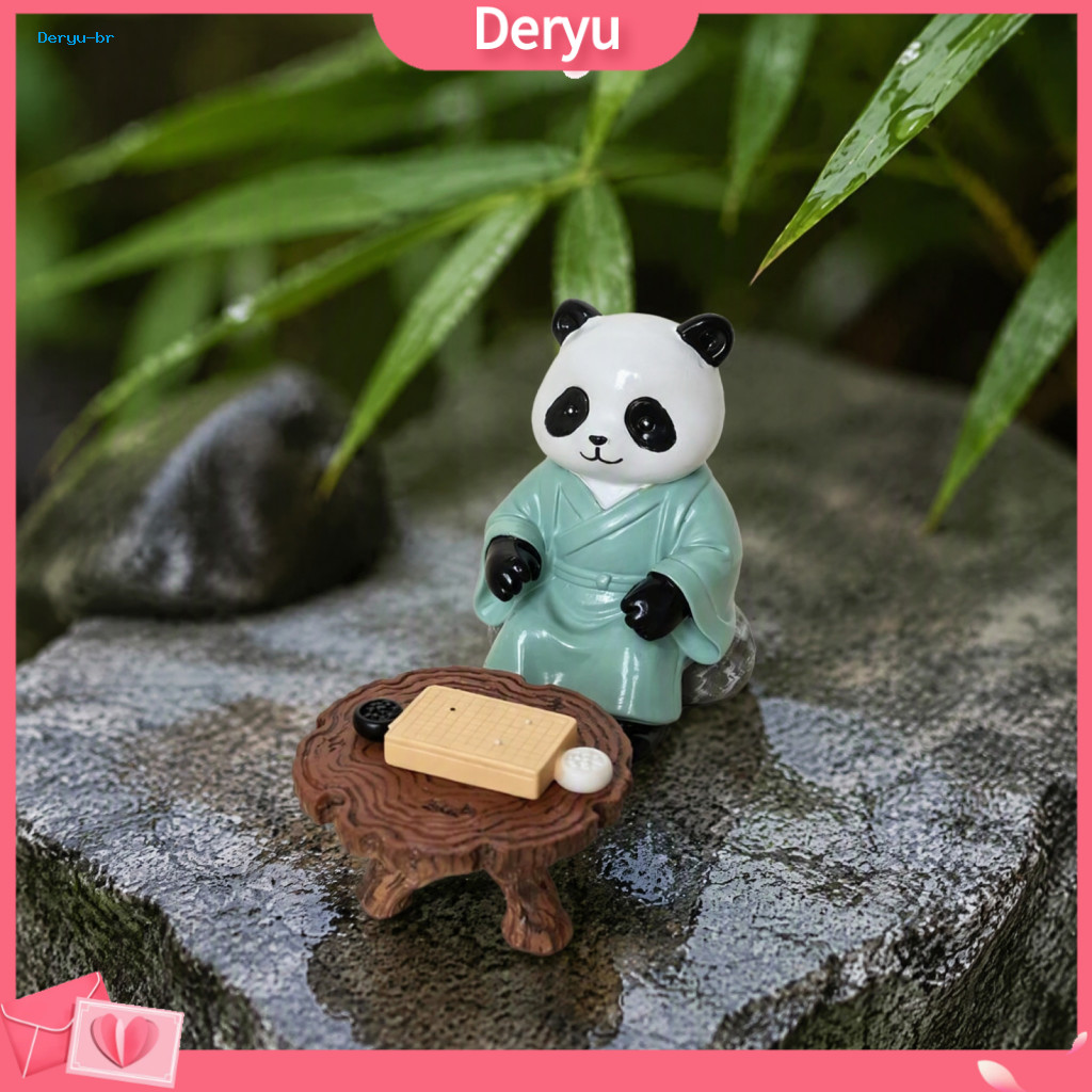 Collectible Panda Art for Room Chinese Ornament for Tea Resin Figurine Playing Go Chess Cute Zen Robe Statue Tabletop fo