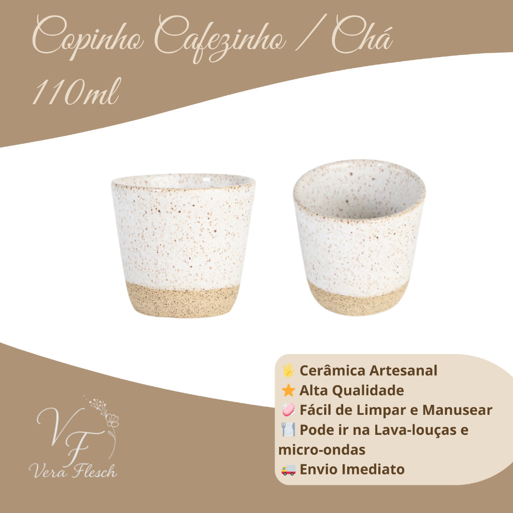 Copinho Café/Chá 110ml Orgânico/ Cerâmica Moderno Vintage Cantinho Zen Casa Luxo Sofisticado Durável