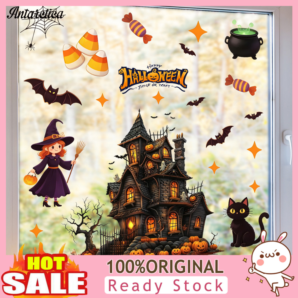 Reusable Window Decal Removable Static Cling Halloween Clings Electrostatic Glass Stickers Haunted House Decals for Door