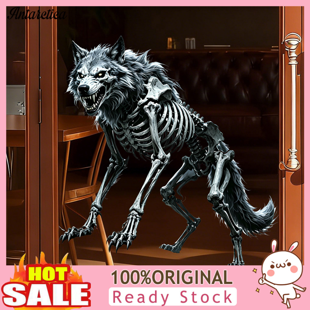 Reusable Window Sticker No Glue Decal Skeleton Wolf Halloween Clings Waterproof Static Glass Stickers for Windows Doors