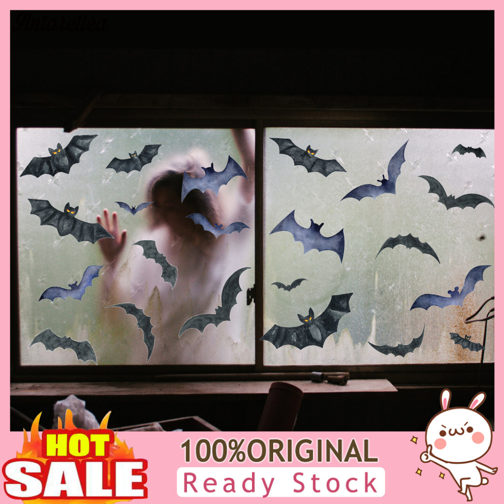 Halloween Window Stickers Reusable Decals 9 Sheets Bat Static Clings Black Silhouettes for Glass Doors and for Southeast