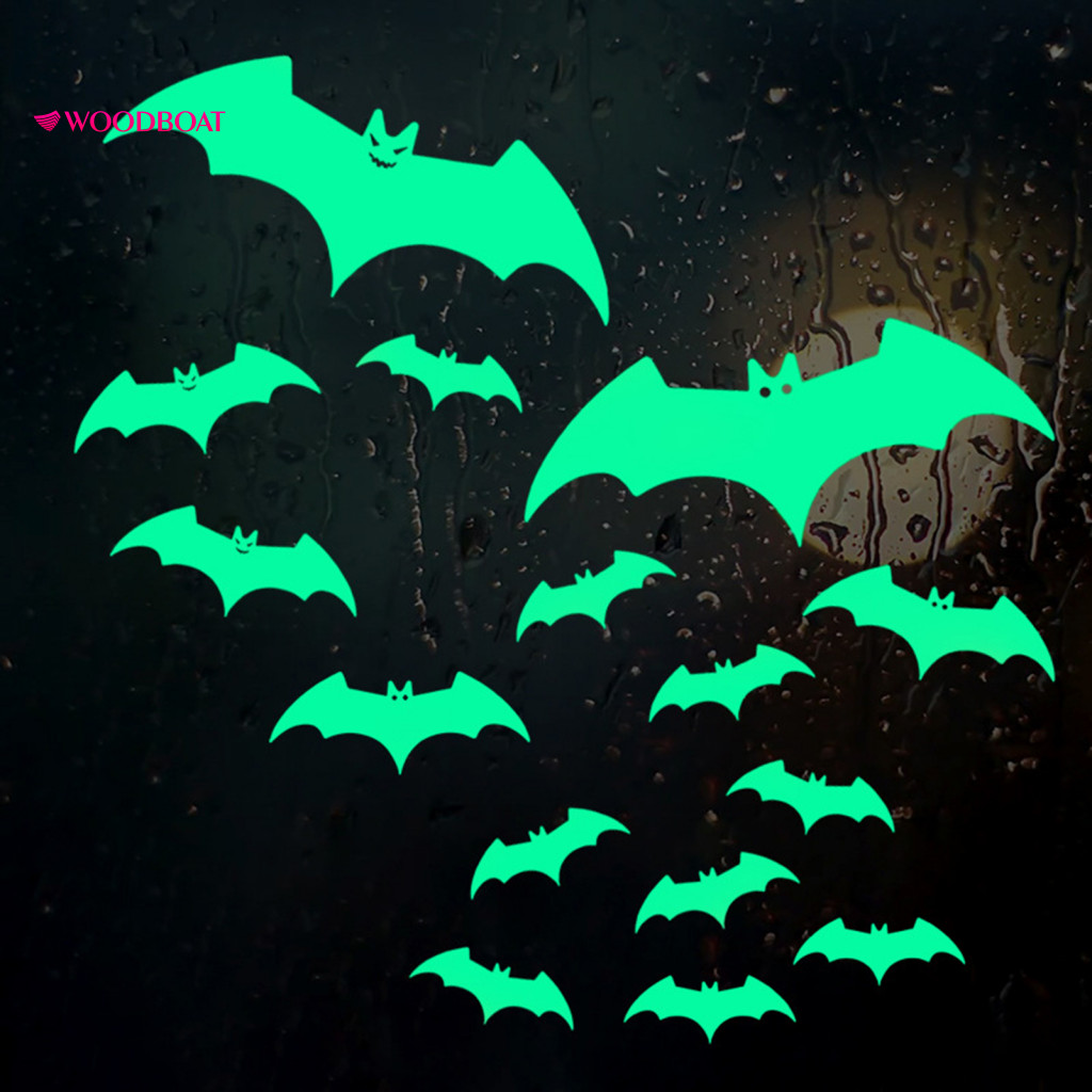 Glow Wall Art Halloween Glow-in-the-dark Bat Stickers Flying Decals for Ceiling Door Window – Reusable Self-adhesive D