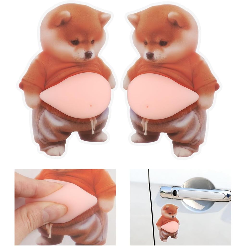 3D Shiba Inu Dog Belly Car Stickers and Decals,Soft & Cute Car Decals as Cars Door Edge Guards for Impact Protection,Sel