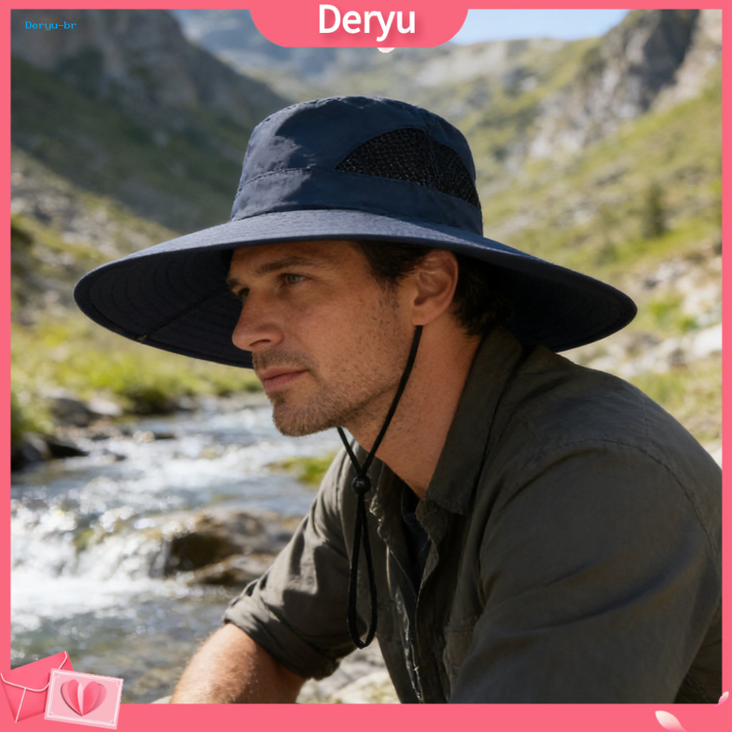 Breathable Sun Hat Lightweight Hiking Mesh Bucket with Wide Brim Adjustable Fit Uv Protection Foldable for Outdoor Activ