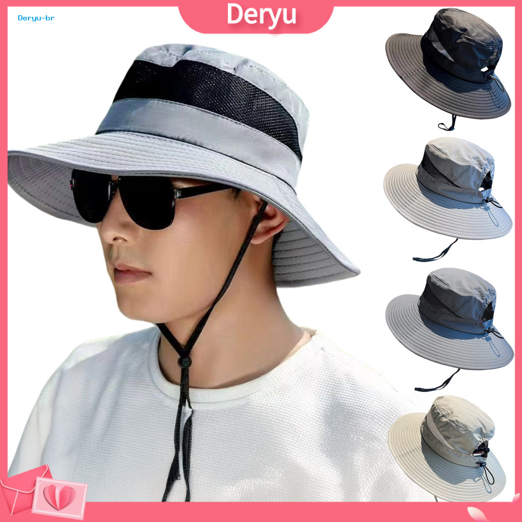 Breathable Mesh Hiking Hat Sun Protection Men’s Uv – Wide Brim Bucket Quick-dry Foldable Summer Cap for Fishing Beac