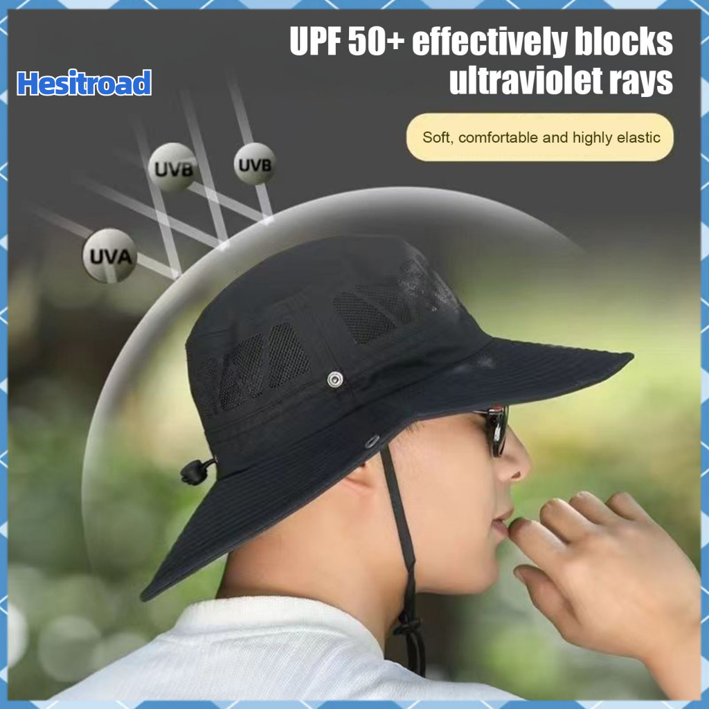Men's Uv Protection Mesh Sun Hat – Wide Brim Breathable Foldable Bucket for Fishing Hiking Beach Safari Outdoor Travel