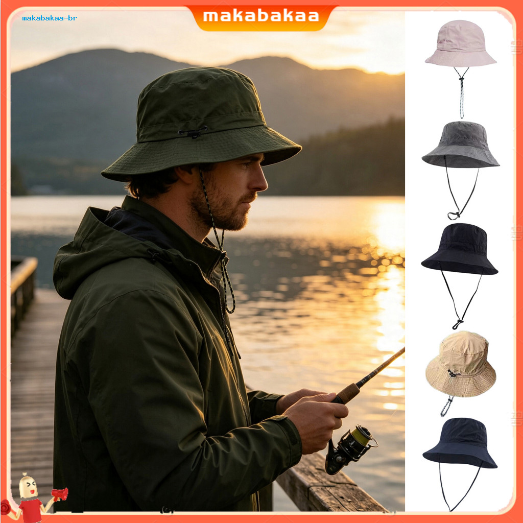 Foldable Wide Brim Bucket Hat with Adjustable Drawstring – Windproof Quick-dry Cotton-polyester Beach Hiking Sun Prote