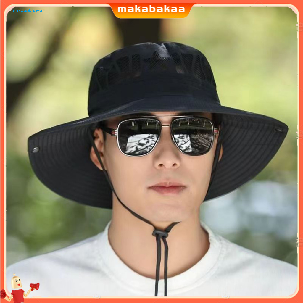 Men's Uv Protection Mesh Sun Hat – Wide Brim Breathable Foldable Bucket for Fishing Hiking Beach Safari Outdoor Summer