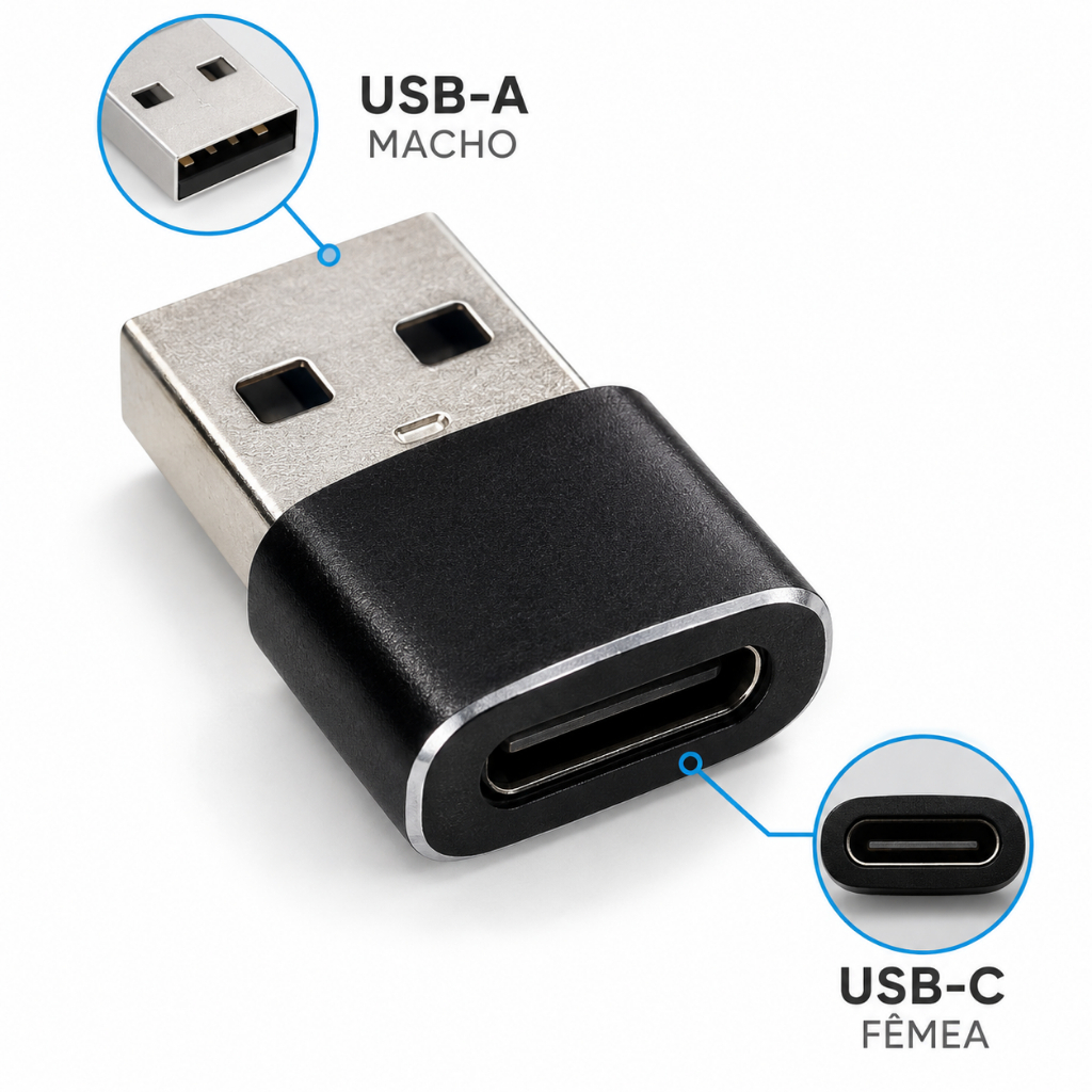 Adaptador Usb Tipo C Fêmea Para Usb 2.0 Macho Iphones Android Smartphones OTG Dados 480Mbps