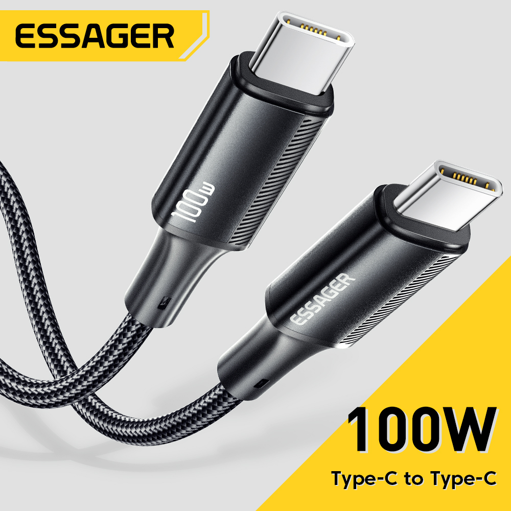 Essager 100W 5A Cabo USB-C PD USBC Tipo-C de Carregamento Rápido 480Mbps Para Laptop Samsung Xiaomi Carregador IP