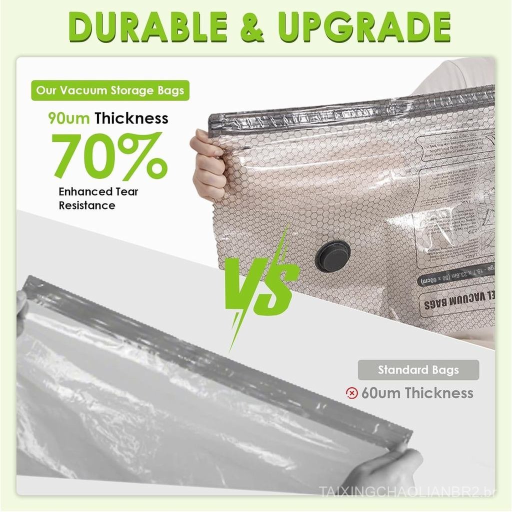 21 Pack Vacuum Seal Bags for Clothing with 90μm Thickness Rechargeable Air Hand Pump, Portable Space Saver Bags for Trav