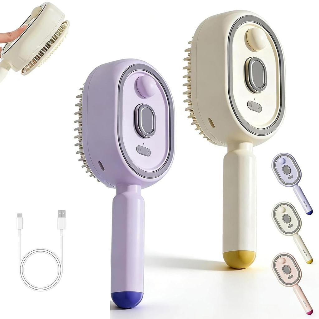 Electric Spray Air Cushion Massage Comb Steam Hair Brush, Detangling & Anti-Frizz, Scalp Massage, Type-C Rechargeable, 1