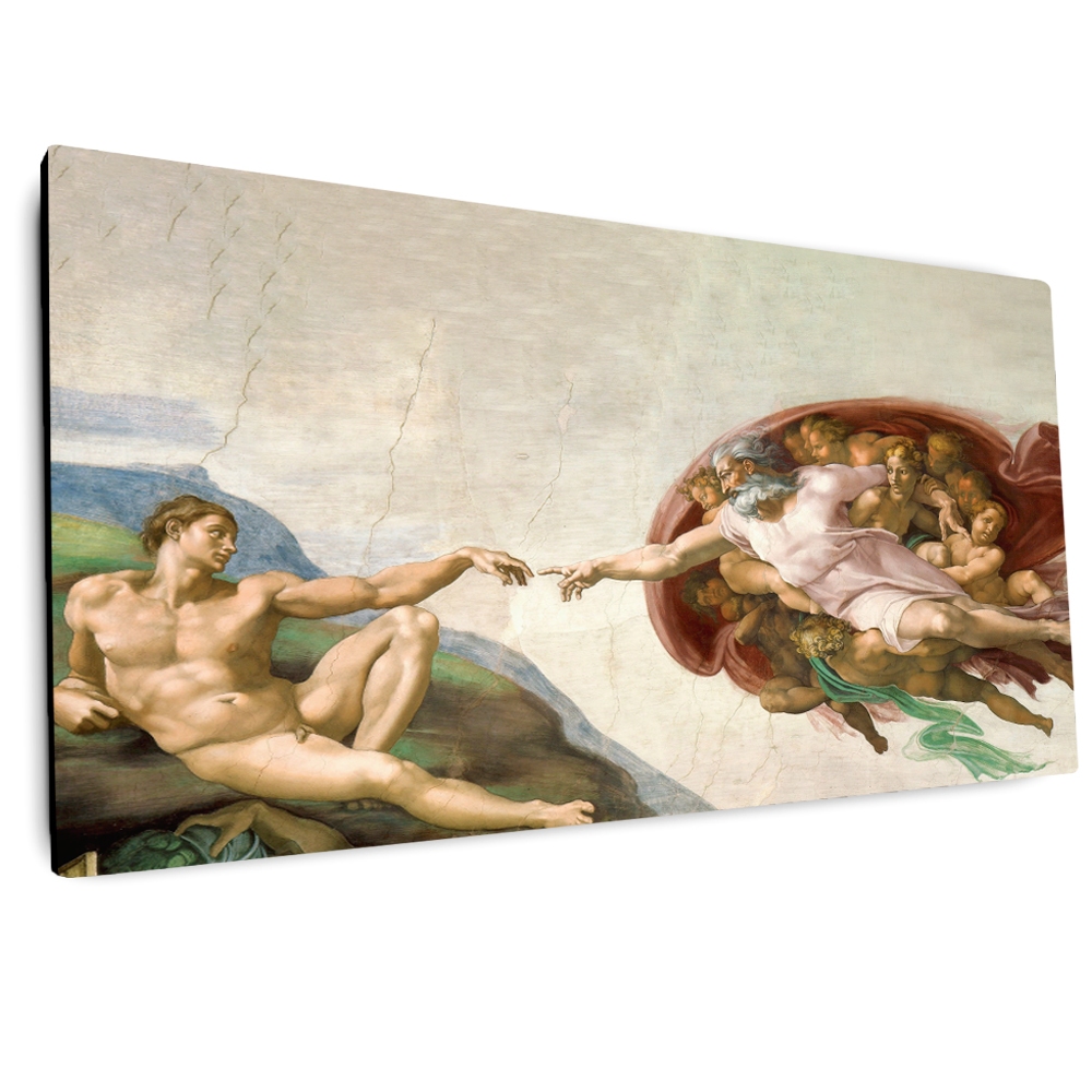Quadro Decorativo A Criação de Adão de Michelangelo - Tela Canvas, Arte Renascentista, Pronto para Pendurar