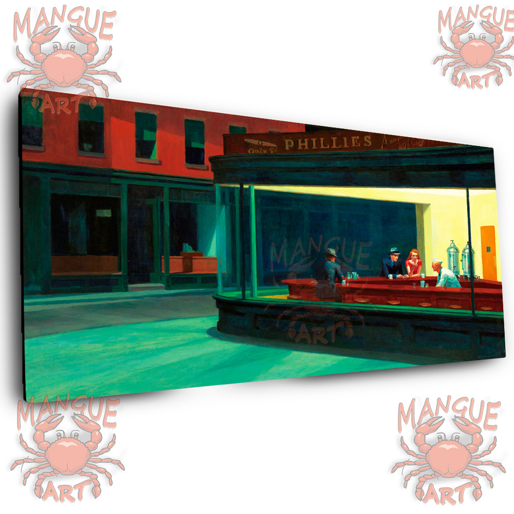 Quadro Nighthawks Edward Hopper - Arte Clássica,  Impressão em Tela Canvas, Decoração Moderna, Quadro Pronto para Pen