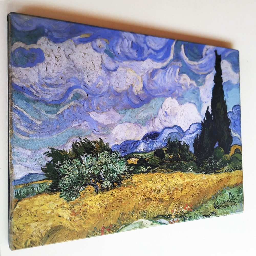 Quadro decorativo tela , Van Gogh, campo de trigo com ciprestes. impressõa em tela canvas, pronto para pendurar.