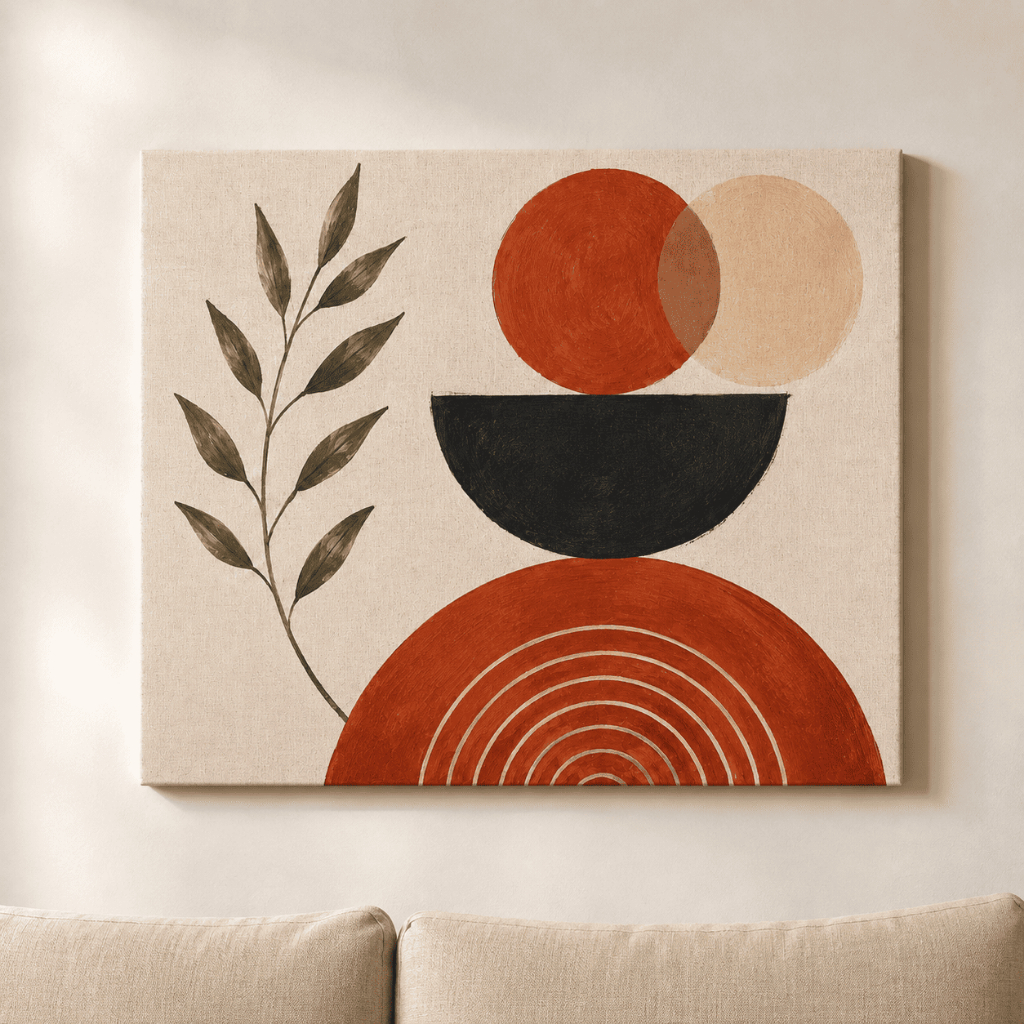 Quadro Decorativo Boho Minimalista Abstrato Lona Canvas Terracota Moderno para Sala Quarto Hall Grande 60x70