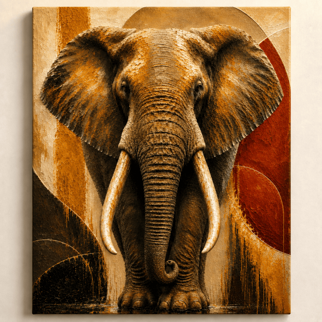 Quadro Decorativo Elefante Africano Grande Tela Canvas 60x70cm para Sala Quarto Decoração Luxo