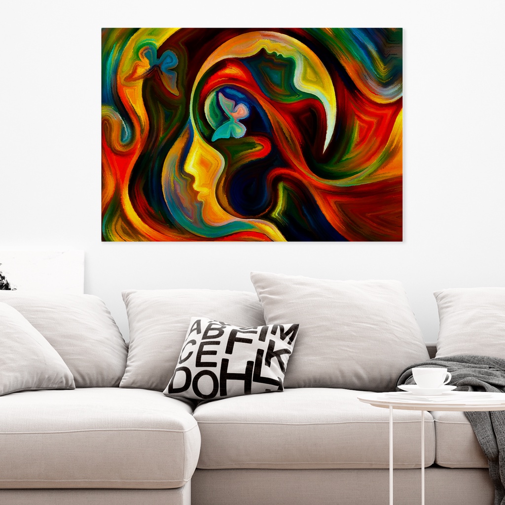 Quadro Decorativo Psicologia Mente abstrato aquarela CANVAS Red